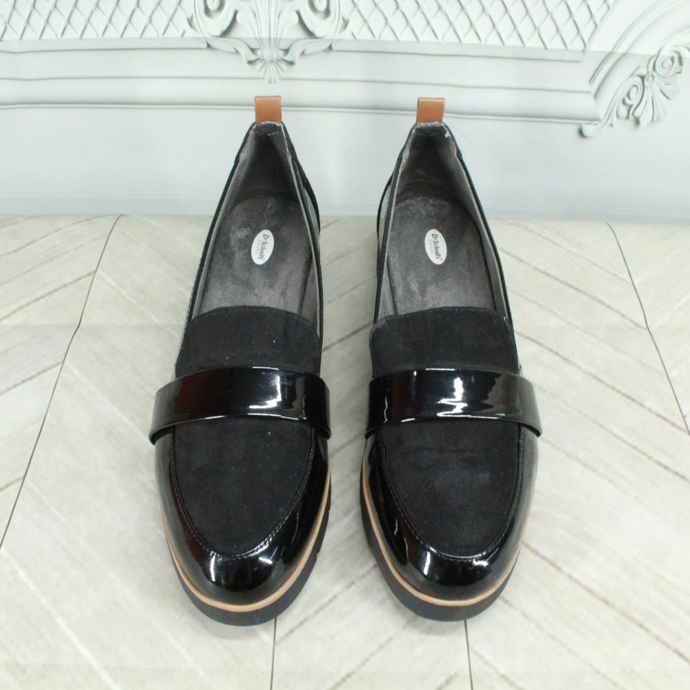 DR. SCHOLLS Black Leather Slides Slip On Flat Loafer Shoes Size 9 M - Picture 5 of 9